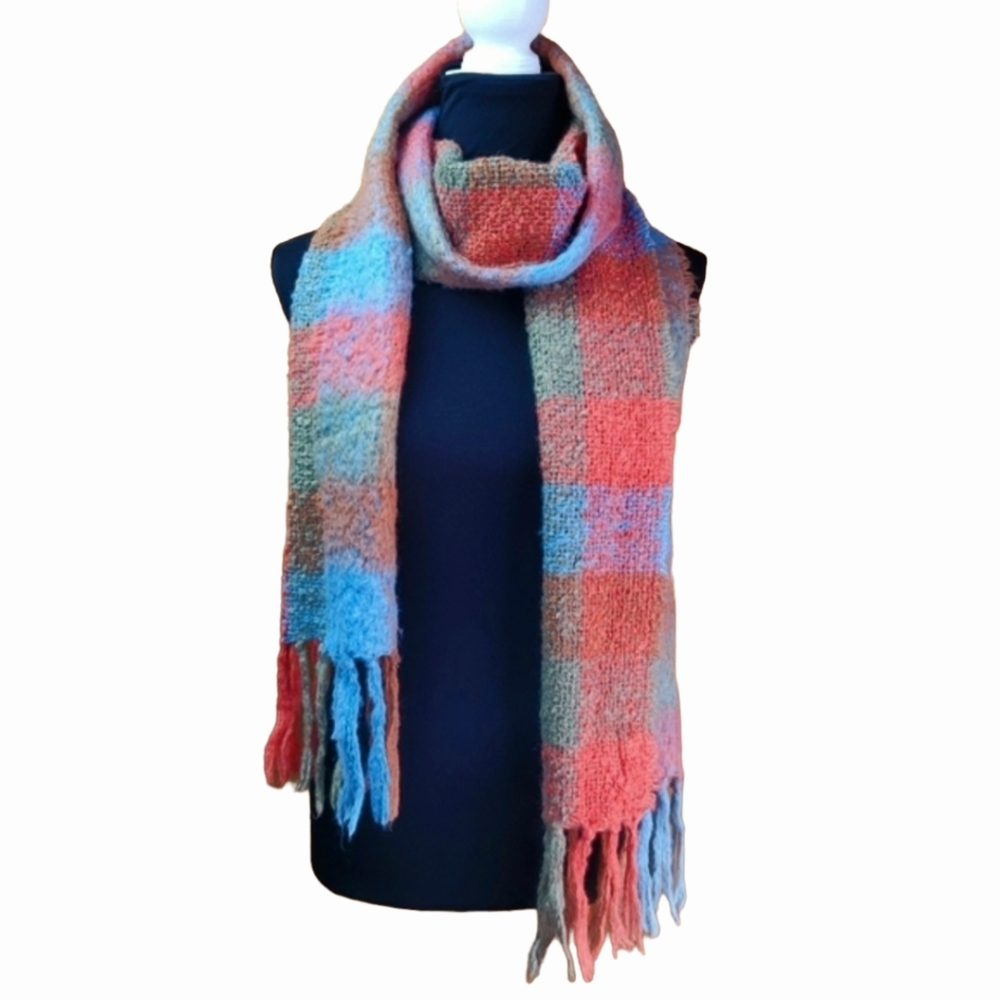 Donegal Design Mohair Blend Fringed Ski Scarf Made in Ireland
